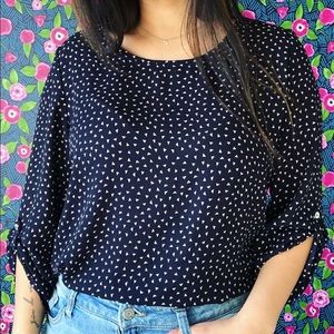 Navy Blue Geometric Blouse
